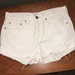 BDG white high waist denim shorts